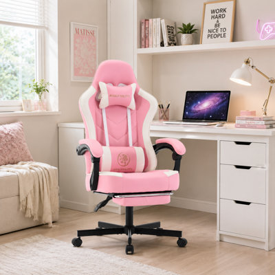 Adjustable Reclining Ergonomic Faux Leather Swiveling PC & Racing Game Chair