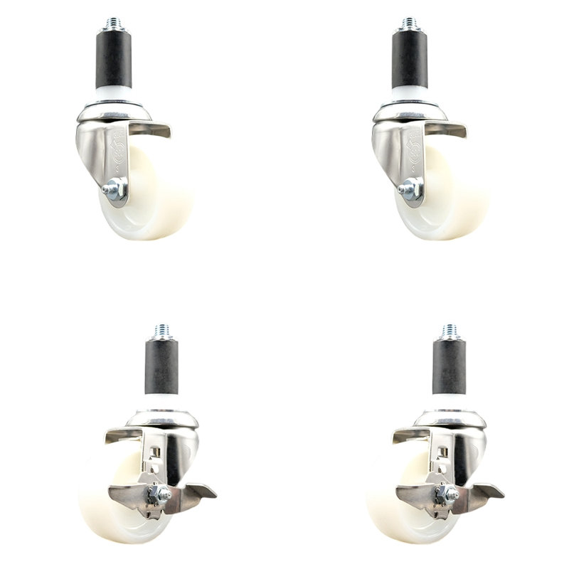 Ensemble de roulettes extensibles pivotantes en nylon avec 2 freins de verrouillage