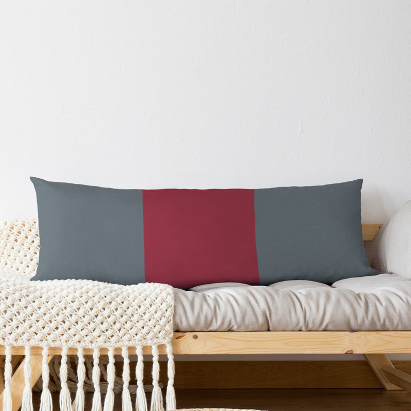 Polyester Medium Pillow, Grey/Red/Grey, Aaru 