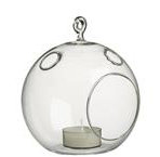 Glass Tabletop Tealight Holder, 6.5" H x 6" W x 6" D