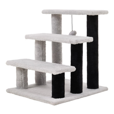 Three-Tier Pet Ladder Toy Cat Tree House with Ball Toys