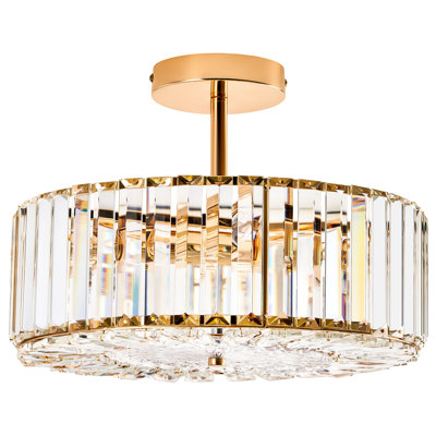 Plafonnier semi-encastré en cristal 4 lumières