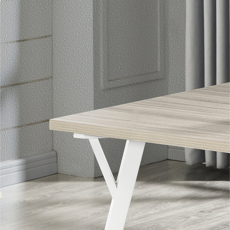 Ensemble de salle à manger blanc et naturel en bois naturel 7 - Table rectangulaire et 6 sièges élégants avec chaises élégantes