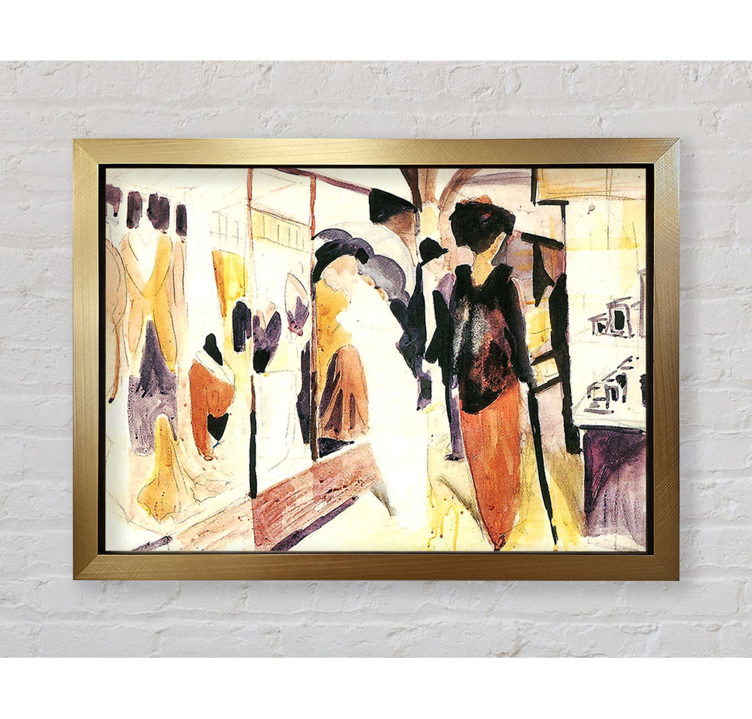 Fashion Shop Porch von August Macke - Einzelne Bilderrahmen Kunstdrucke