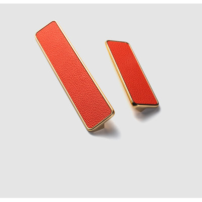 Orange Leather - Wrapped Rectangular Cabinet Pulls