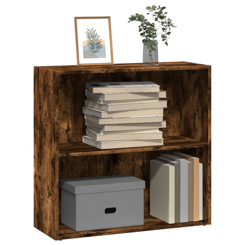 Analuisa Bookcase, (1 Shelves) 77cm H x 80cm W x 30cm D, Smoked Oak