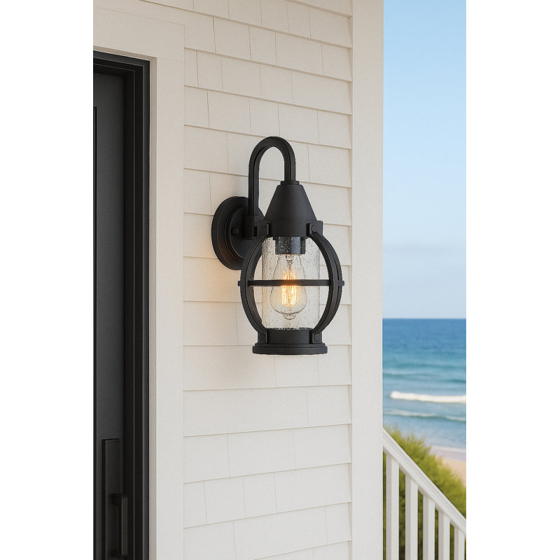 Chatham Museum Black Outdoor Wall Lantern, 15" H x 8.25" W x 8.25" D