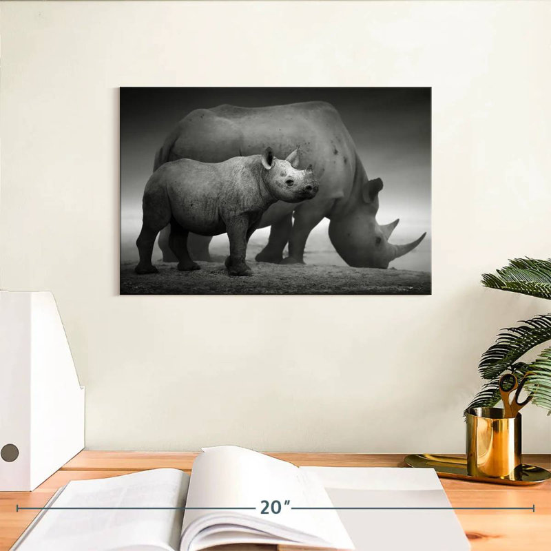Etosha Park Rhinoceroses, 8" H x 12" W