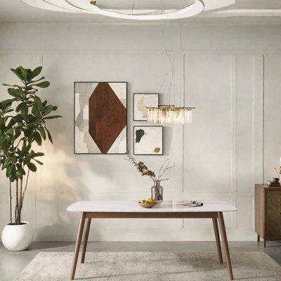 Ash Wood & Rock-Board Dining Set for Small Spaces