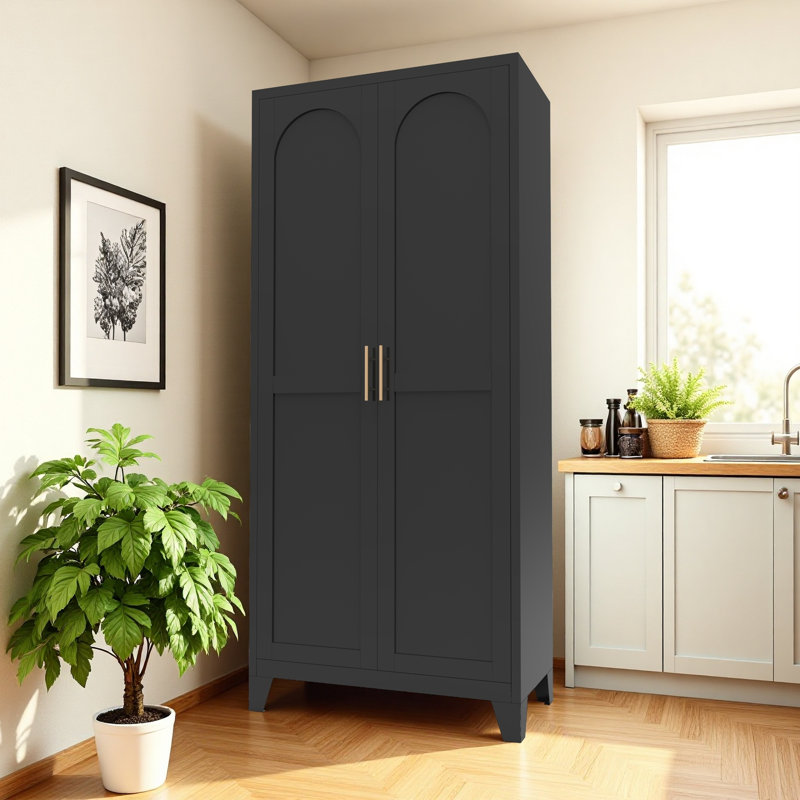 Armoire de rangement en métal avec portes et tablettes réglables, Noir