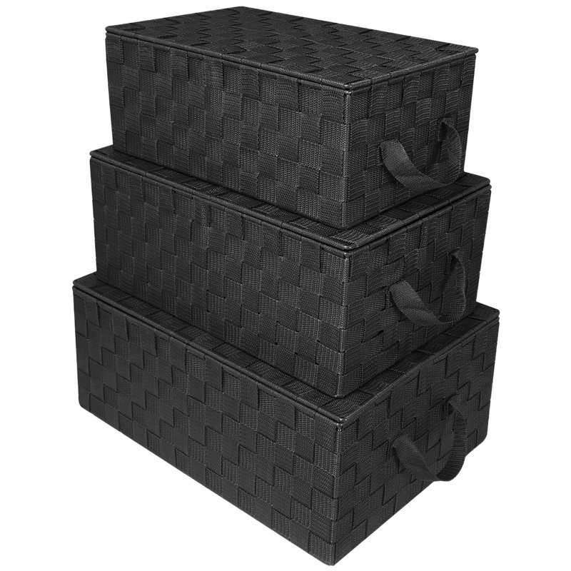 Panier de rangement tissé - Beige, Noir