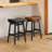 26" Solid Wood Bar Stools Set of 2 with Faux Leather Upholstery and Brown Saddle Seat-628389263-617956987
