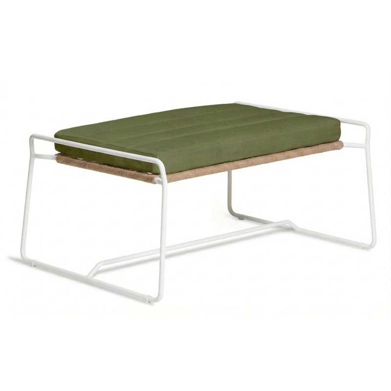 Repose-pieds d'extérieur avec coussin Sandur, Cayenne, Corde argile / structure blanche