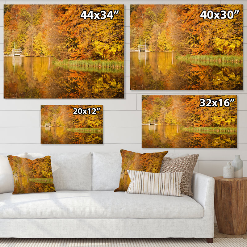 «Lake In Sunset Rays - Lake House, œuvre d'art sur toile, H 16 po x l 32 po x P 1 po, Toile tendue
