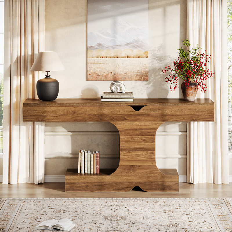Modern Console Table for Living Room, 63-Inch Wood Entryway Table, Sofa Table