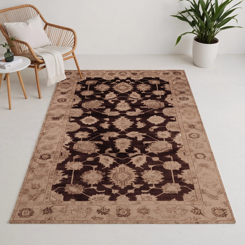 Tapis intérieur et extérieur brun Overdyed, Rectangulaire 3 pi x 5 pi