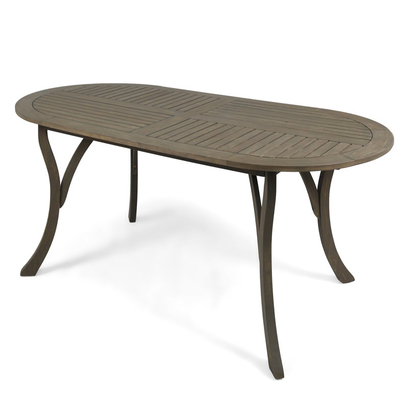 Wood Dining Table 70" - Modern Gray Finish Patio Made From Outdoor