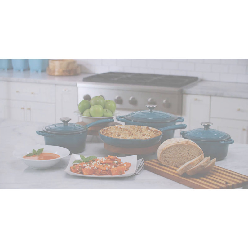 White Enameled Cast Iron 7-Piece Nonstick Cookware Set