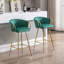 Tabourets de bar 30 pouces en velours avec repose-pieds chromé et pieds dorés, ensemble de 2-470443621-470443624