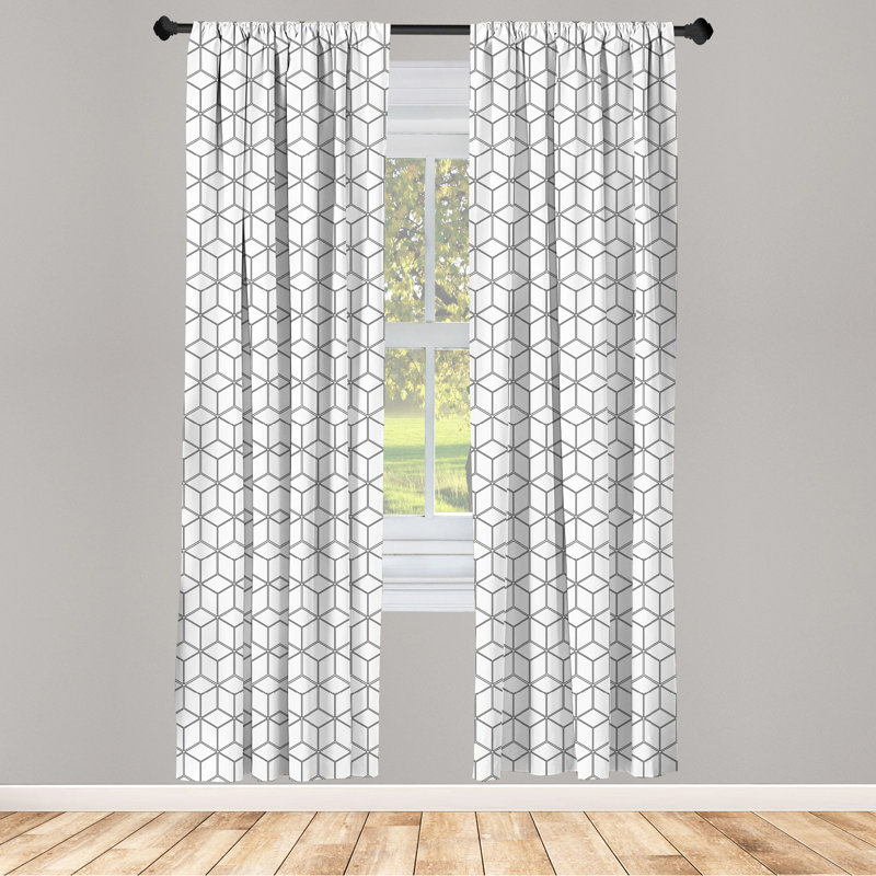 Geometric Semi-Sheer Rod Pocket Curtain Panels, 28" x 84"