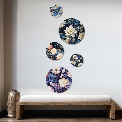 Fresquez - Floral Floral Round Wall Art Set Of 5