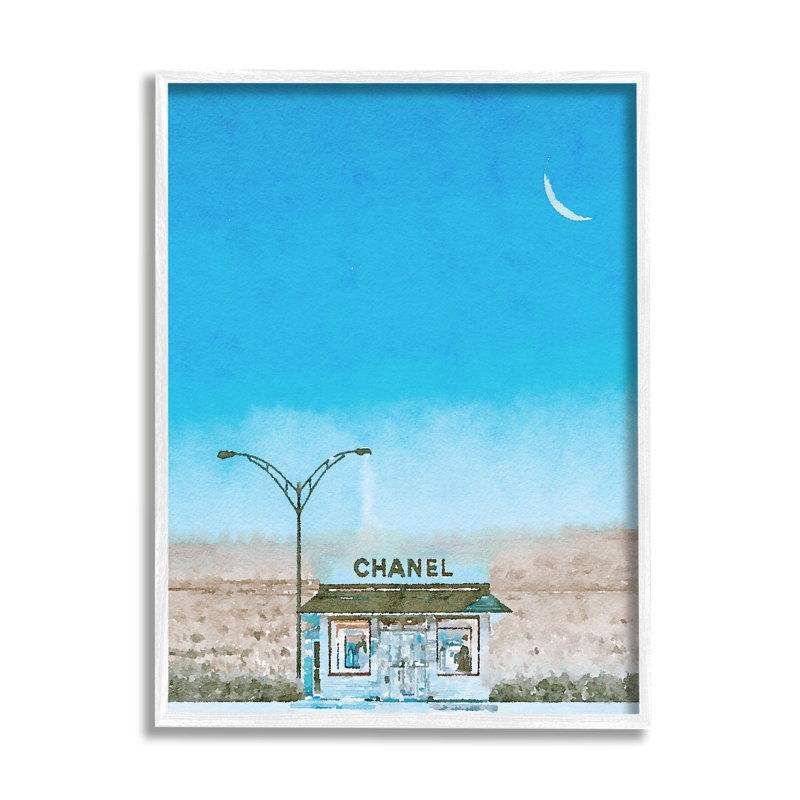Vitrine Glam Brand Store par Kim Curationa - Peinture, H 30 po x l 24 po x P 1,5 po, Giclée encadrée blanc bord de mer