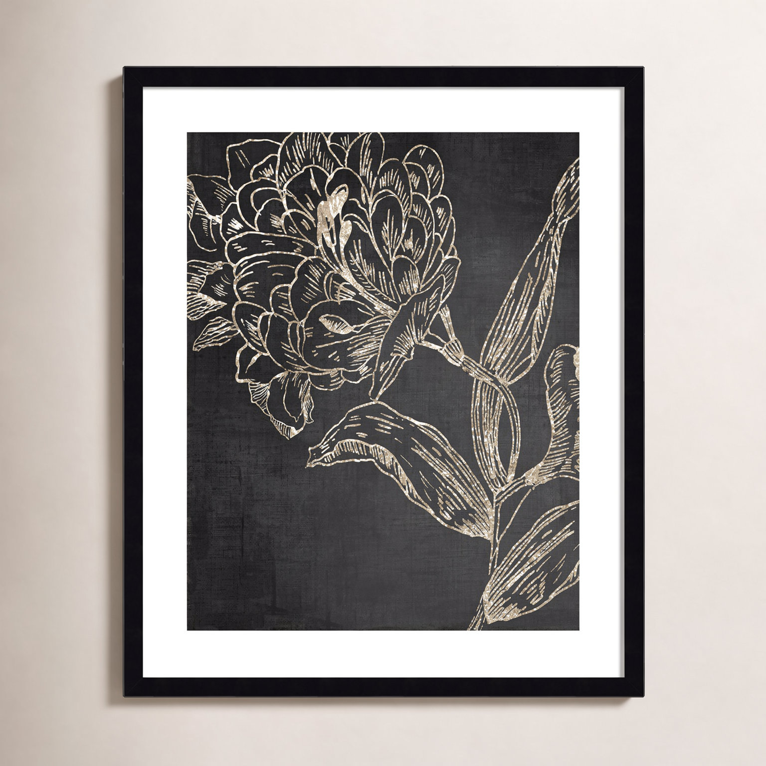 Malcom "Golden Flower Folklore II" Print, Black, 25.25" H x 21.25" W