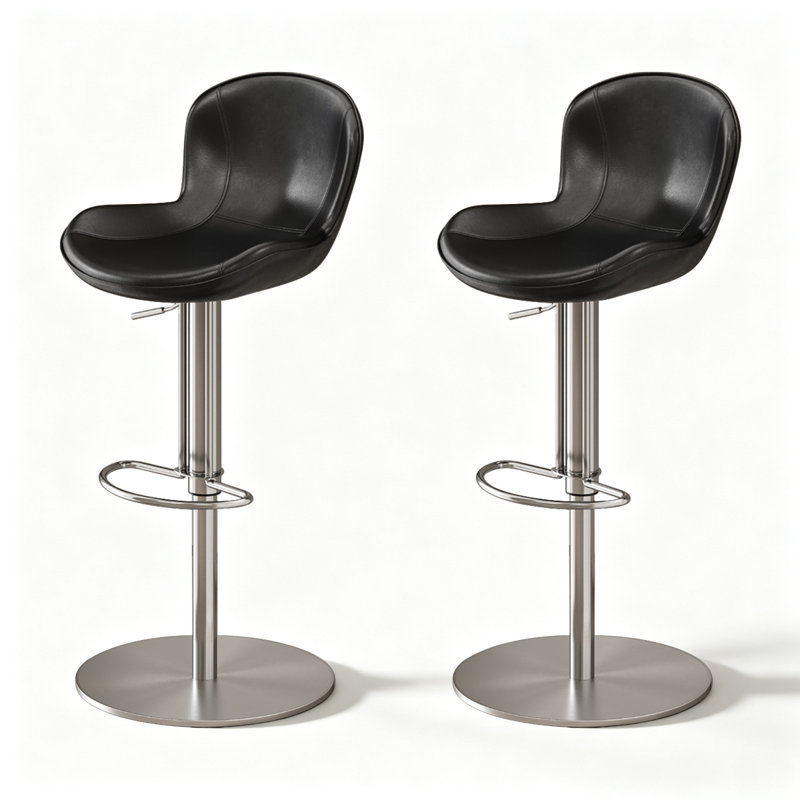 Chaise d'appoint noire à dossier solide (ensemble de 2), Noir, 2