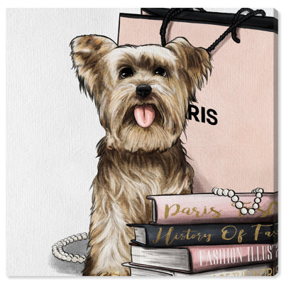 «Dogs and Puppies 'Fashion Book Yorkie Glam II», reproduction d'impression sur toile tendue