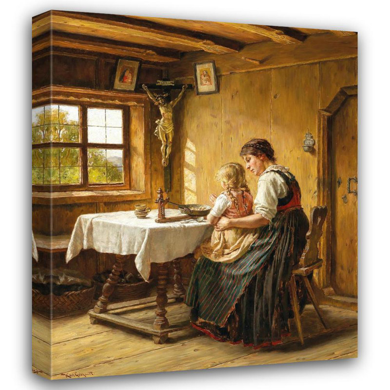 «Saying Grace» par Karl Gebhardt, reproduction d'art sur toile tendue avec châssis, H 24 po x l 17 po