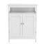Armoire de salle de bain blanche avec double volets, peinture lisse, grand rangement, assemblage simple requis debout en blanc, conception de porte à volet, grand espace de rangement peint, procédé
