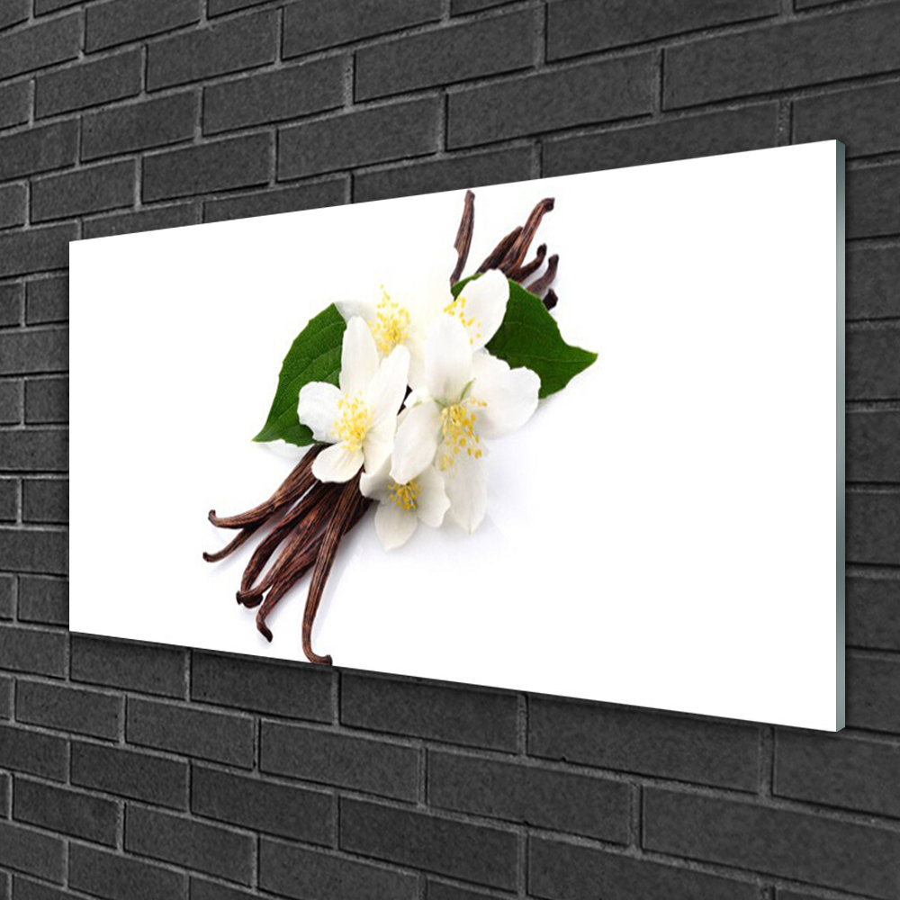 Glasbild Floral Vanille