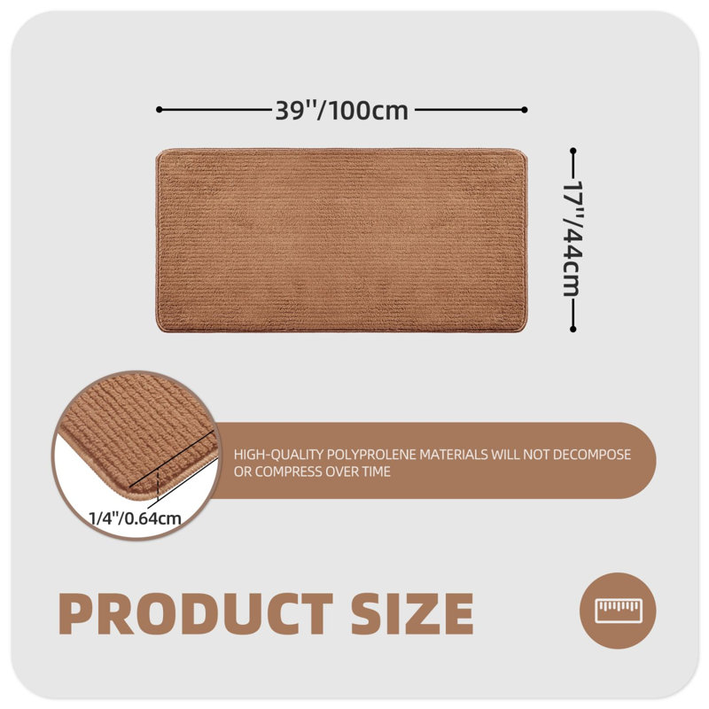 Tapis de cuisine Dawon, Rectangle 3 pi 3 po x 1 pi 5 po, Brun