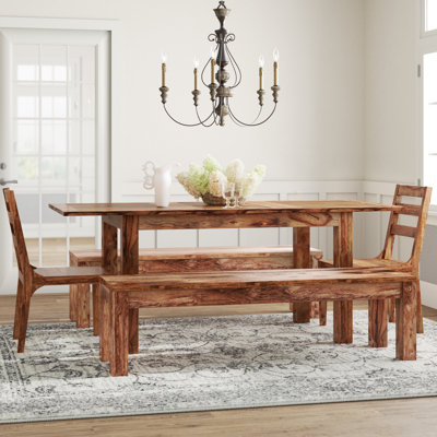 Kanwal - Person Solid Wood Solid Wood Top Four Leg Dining Set