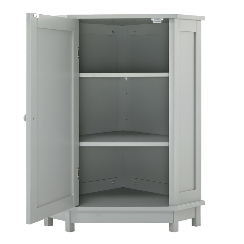Armoire de rangement d'angle grise avec tablette réglable, Gris