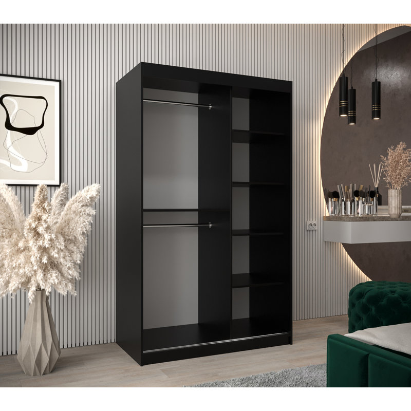 Aalayiah 2 Door Manufactured Wood Wardrobe, Black Matt