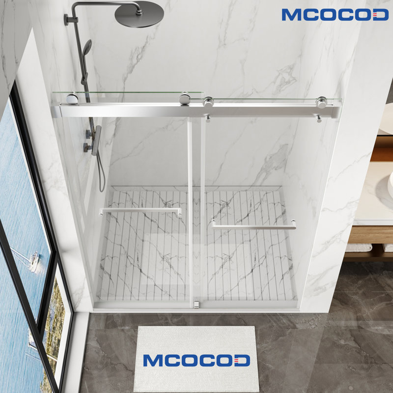 Opal Mirage MCOCOD 60" W X 79" H Double Smooth Sliding Frameless Shower Door with 3/8"(10mm) Clear Glass, Chrome