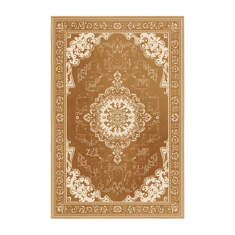 Soft Plush Cadwall Blackboard Math Problems Classic Oriental Area Rug in Brown – LightBrown Binding, 4x6