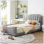 Lit de jour moderne rembourré avec tête de lit classique à rayures-2146247240