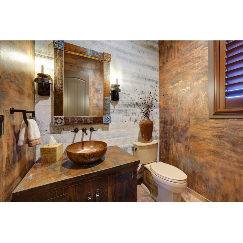 Maestro Tempered Copper Metal Circular Vessel Bathroom Sink