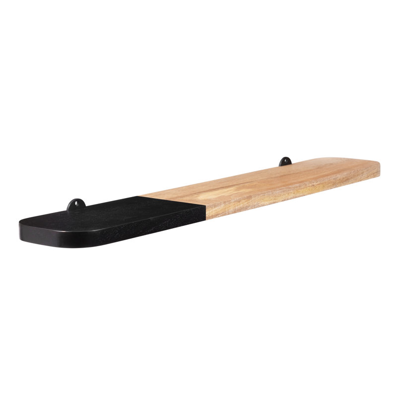 Rickea Solid Wood Wall Mounted Shelf, Natural/Black, 2.5 cm H x 91.5 cm W x 15.25 cm D