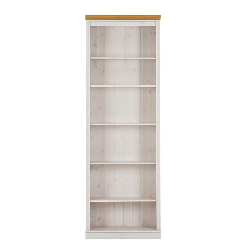 Mallouk 223cm H x 74cm W Standard Bookcase, White/Natural