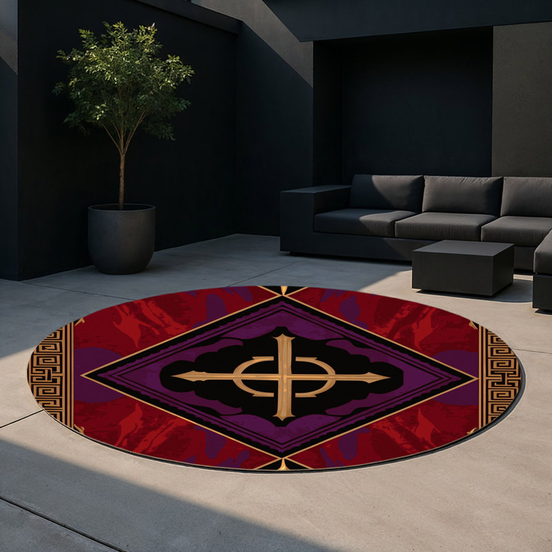 Tapis intérieur et extérieur Crown Jewel, Rond 5 pi