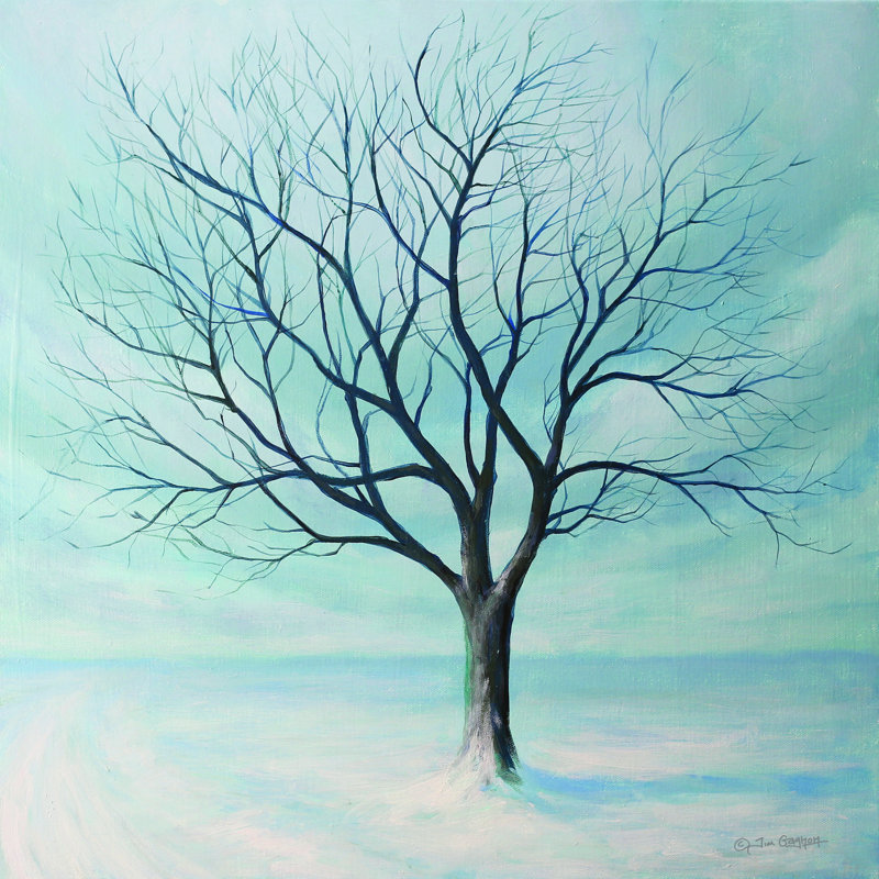 «Winter Tree» par Tim Lyon - reproduction d'art sur toile tendue, L 12 po x H 12 po