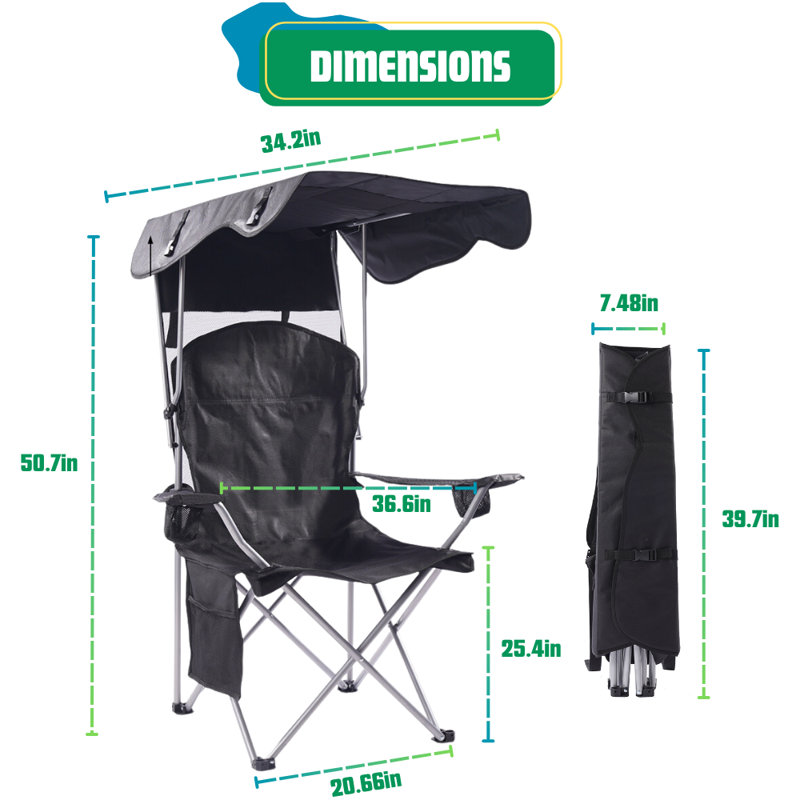 Portable Folding Chair With Shade Canopy For Adults Beach Chairs Canopy Shade Seating Camping And Folding Chairs For Outside