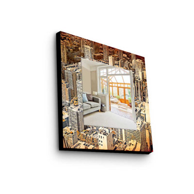 Élégant miroir décoratif avec cadre 100% bois de pin, 19,7 po x 19,7 po | Miroir en verre véritable (épaisseur: 0,2 pouce) | Peinture sur tissu élégante | Parfait pour la décoration intérieure et le vestibule, design durable et chic