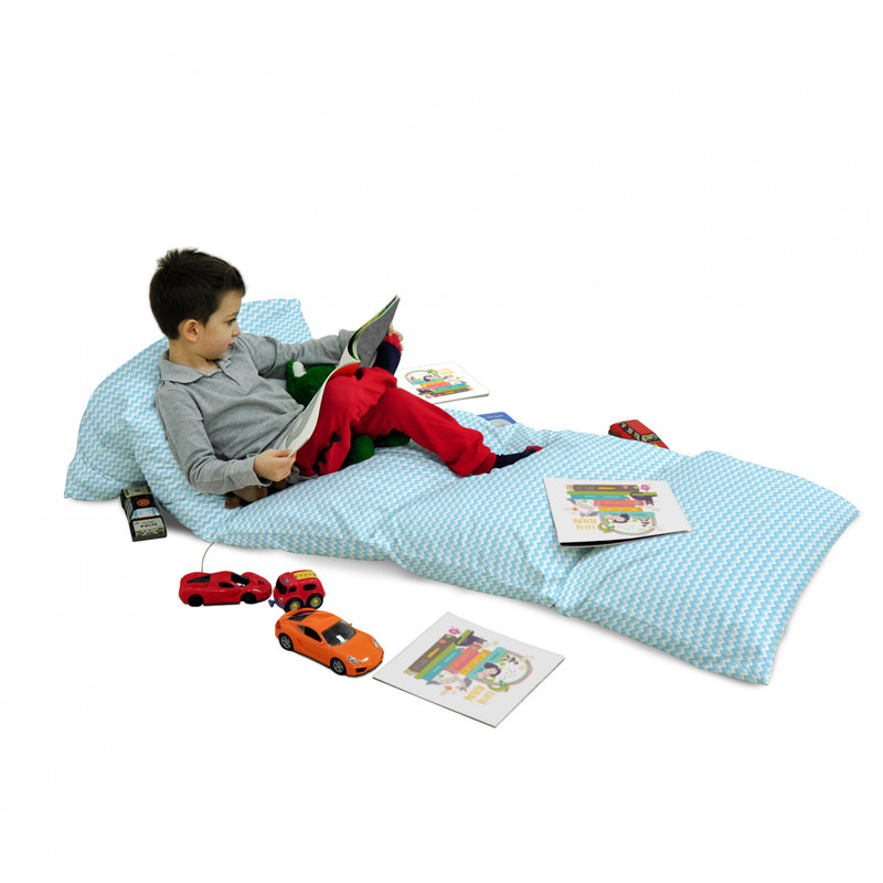 Housse de coussin d'extérieur Zigzag Antique Illustration, H 2 po x l 36 po x P 88 po, Bleu bébé / bleu pâle / blanc