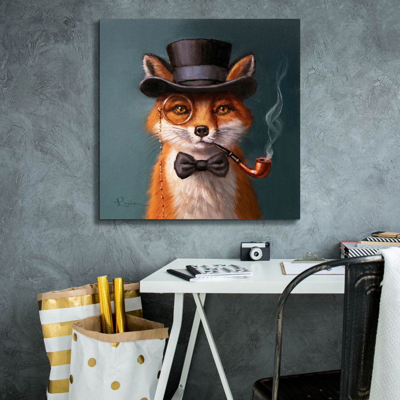 Toile épique Graffiti «The charmant Mr. Fox» par Lucia Heffernan, 26 po x 26 po, H 26 po x l 26 po