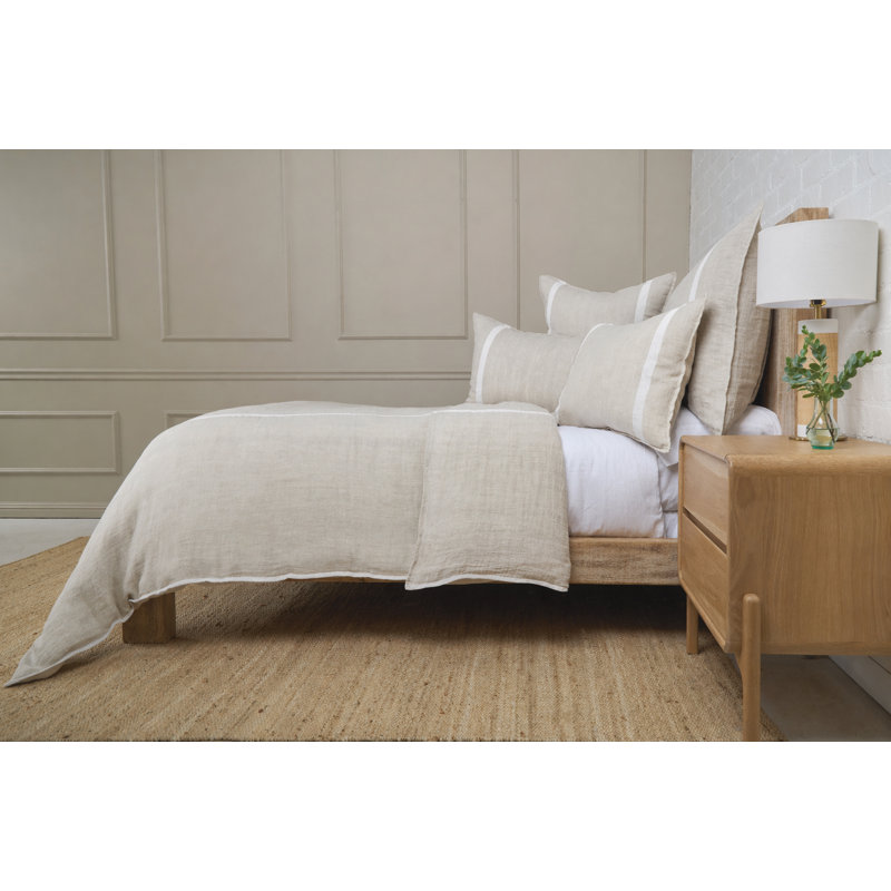 RORY - FLAX / MIDNIGHT - K DUVET, Queen Duvet Cover, Tan