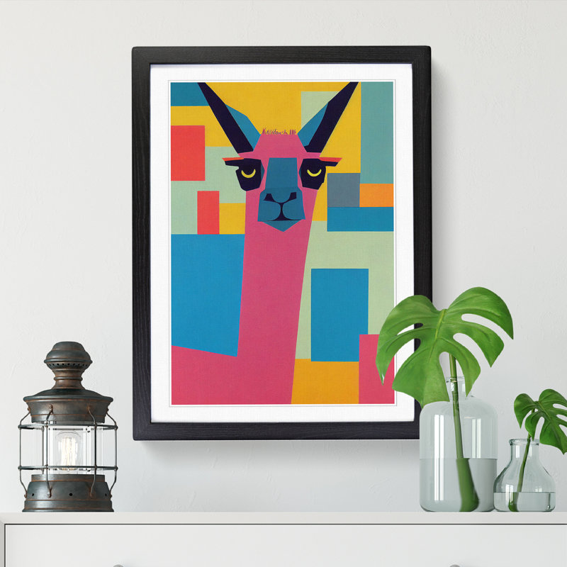 Llama Suprematism - Single Picture Frame Print, Black, 34cm H x 25cm W x 2cm D